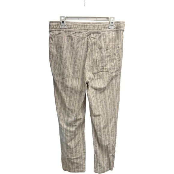 ZARA Women’s Textured Stripe Linen Blend Pants | Size Medium | Drawstring Waist - Picture 2 of 3